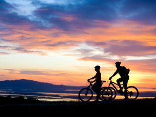Bikers at sunset.