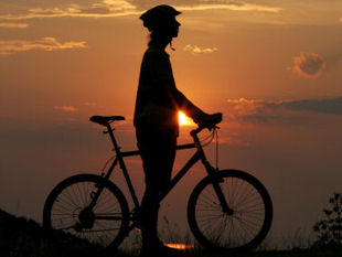 Biker at sunset.