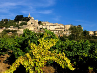 View up to the hill-top village of Bonnieux. View up to the hill-top village of Bonnieux.