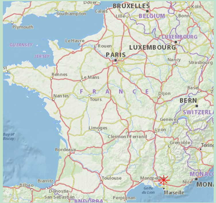 Provence bike trips - Map of France.
