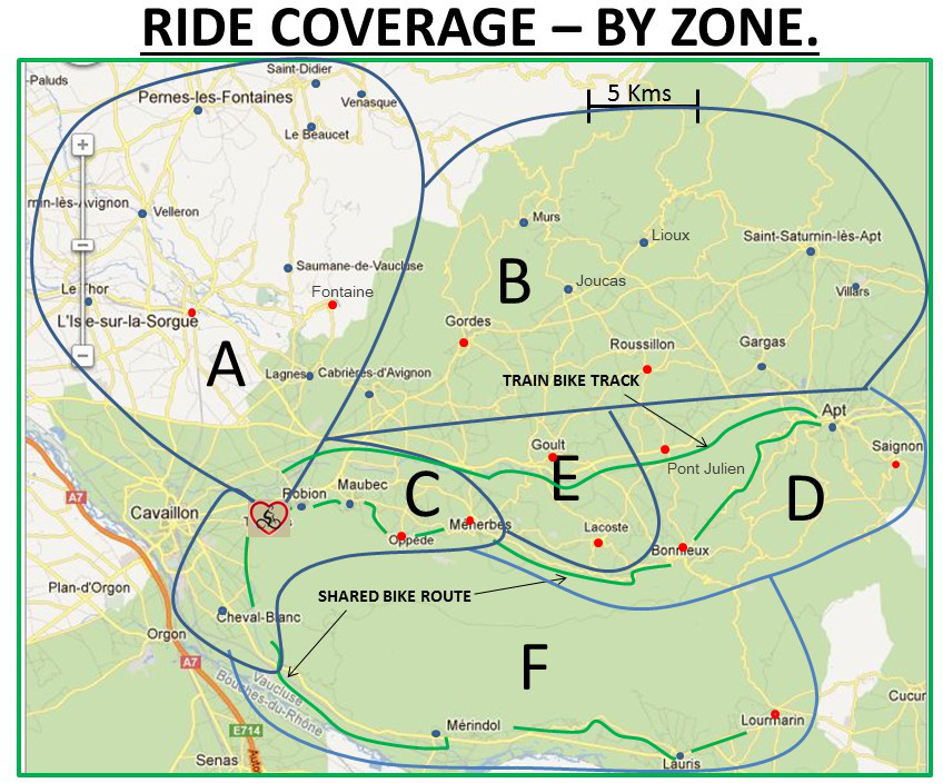 The various zones you can visit.