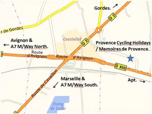 Provence cycling tours - How to find us in Coustellet.