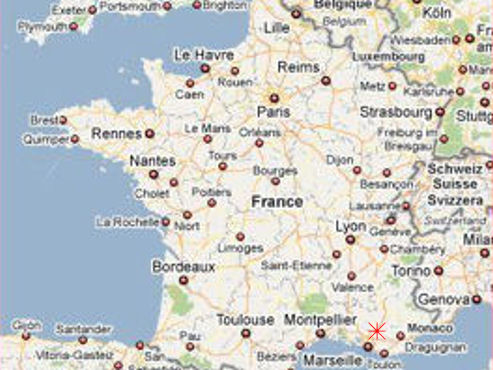 Provence bike trips - Map of France.
